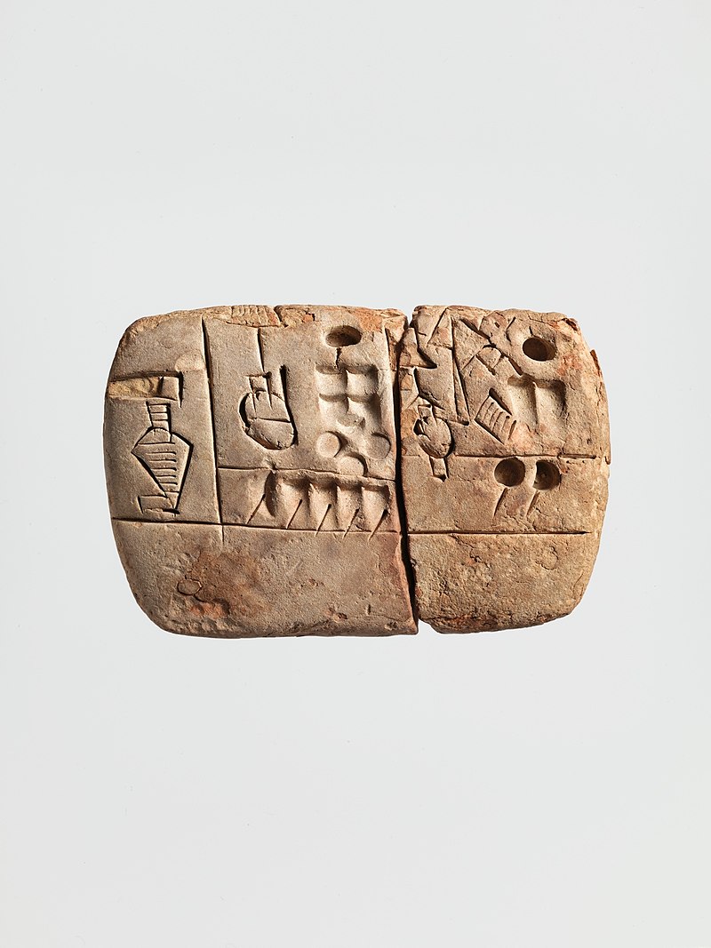 Tabliczka klinowa prezentująca zbiory kaszy i słodu jęczmiennego między tygrysem i eufratem 3100-2900 r. p. n. e. 