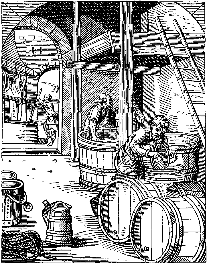 XVI - wieczny browar, rycina czarno biała