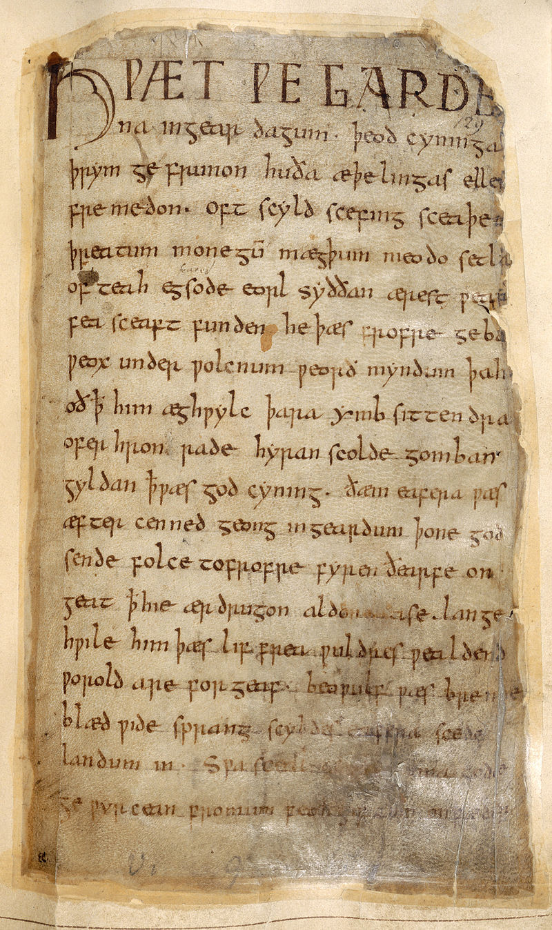 Piwowarstwo we wczesnym średniowieczu - pierwsza strona beowulfa